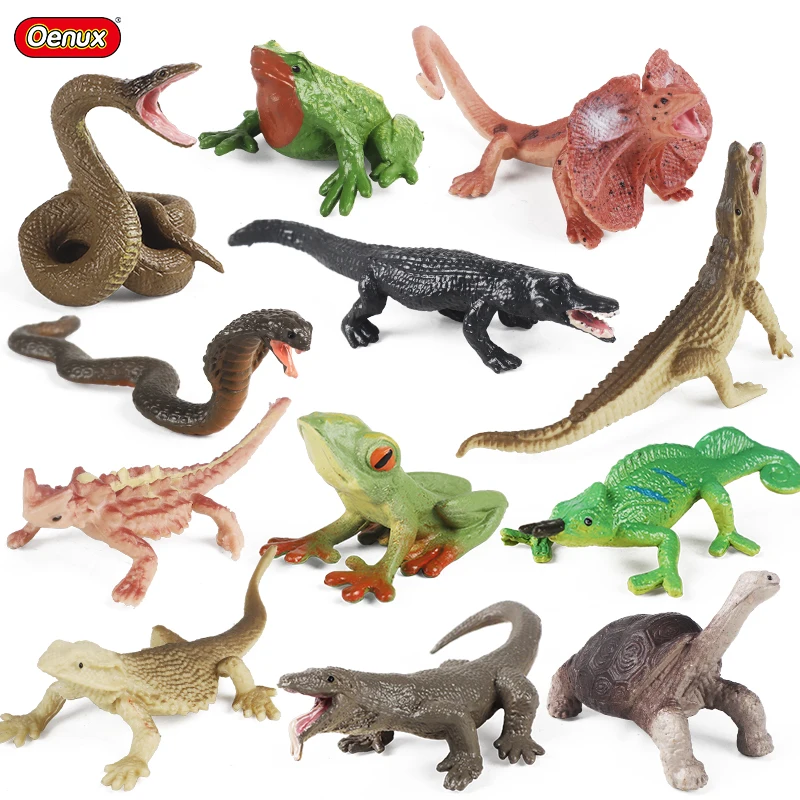 

Reptile Model Set Lizard Chameleon Frog Geckos Snake Insect Animals Action Figure PVC Collection Cute Toys Kids Gifts