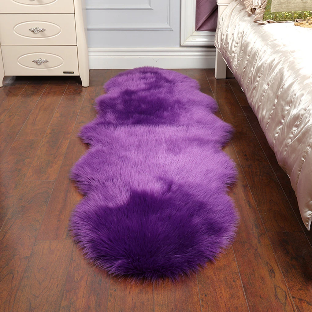 180*60cm Soft Sheepskin Bedroom Carpet Imitation Wool Pad Bedside Rugs Sofa Cushion Rugs Living Room Fluffy Hairy Fur Carpet