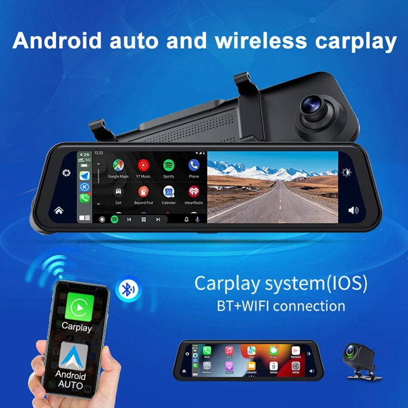 

11.88 Inch 2K Dual-Lens Car Multimedia Player FM Carplay Car DVR Mirror Video Recorder 1080P Touch Screen Driving Record