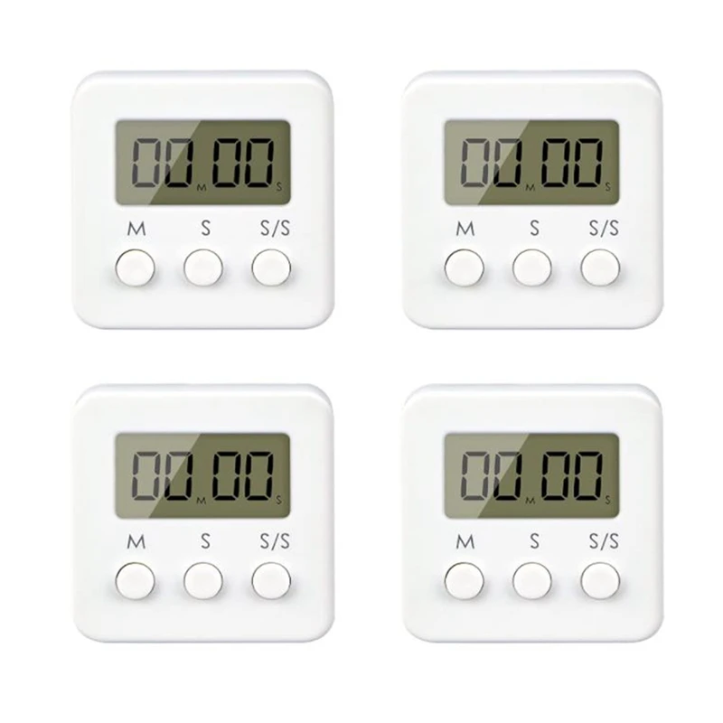 JFBL Hot 4 Pieces Digital Kitchen Timer,Short-Term Timer,Mini Kitchen Clock With Alarm For Kitchens,Offices,Sports,Cooking,Etc