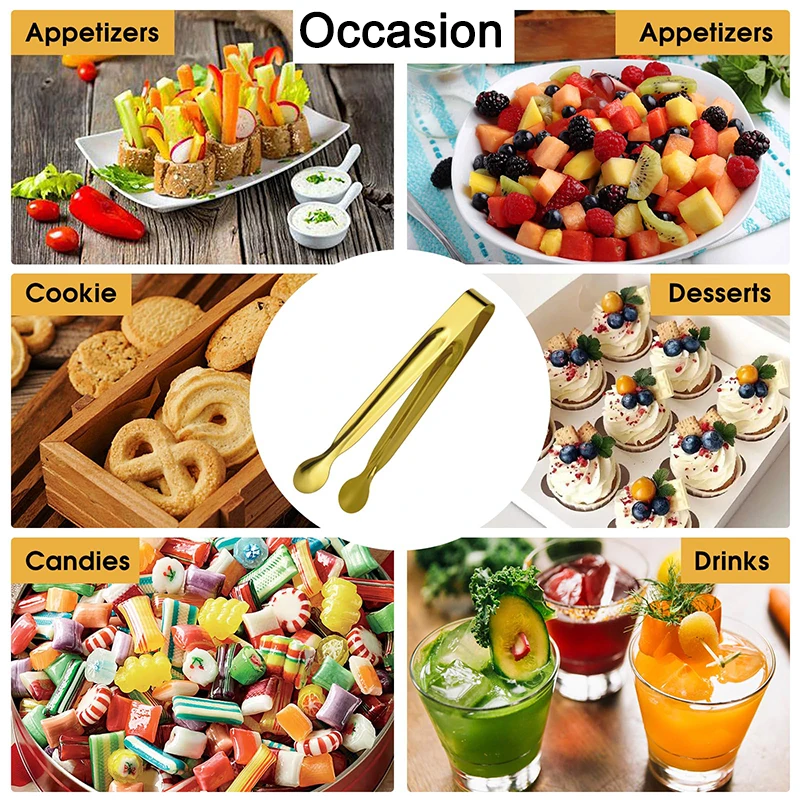 1-4pc Stainless Steel Ice Sugar Tongs Food Clips Coffee Cubes BBQ Meat Tong Bread Food Clamp Restaurants Home Mini Kitchen Tool view 5