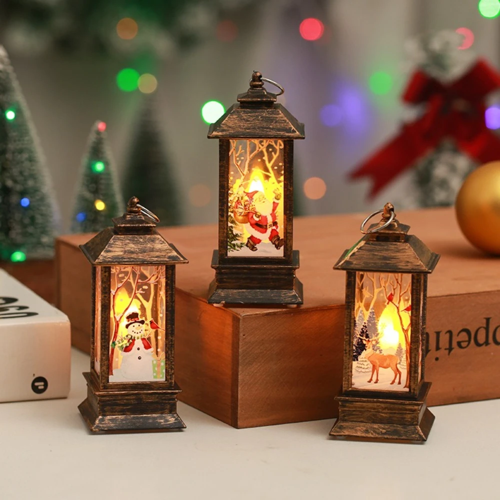 Christmas Decorations Wind Lanterns Candlestick Lights Night Lights Flame Wind Lanterns Santa Claus