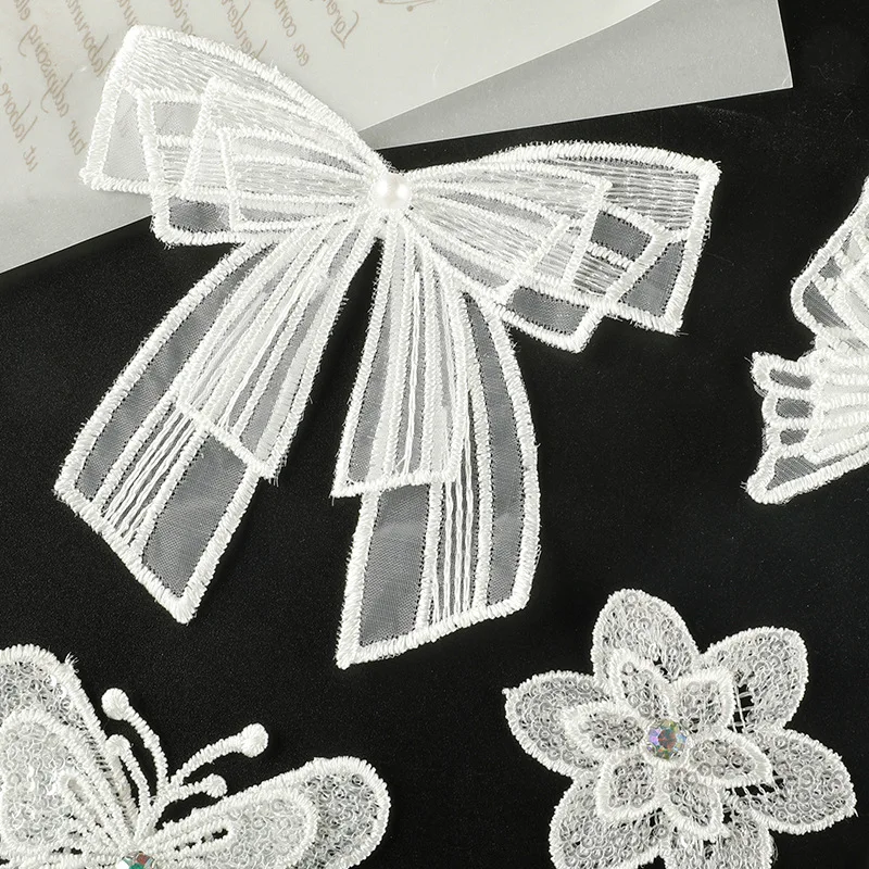 Patch de broderie en dentelle avec nœud de forme spéciale, 1 pièce, pour bricolage, vêtements appliqués, Badges de couture, accessoires pour vêtements