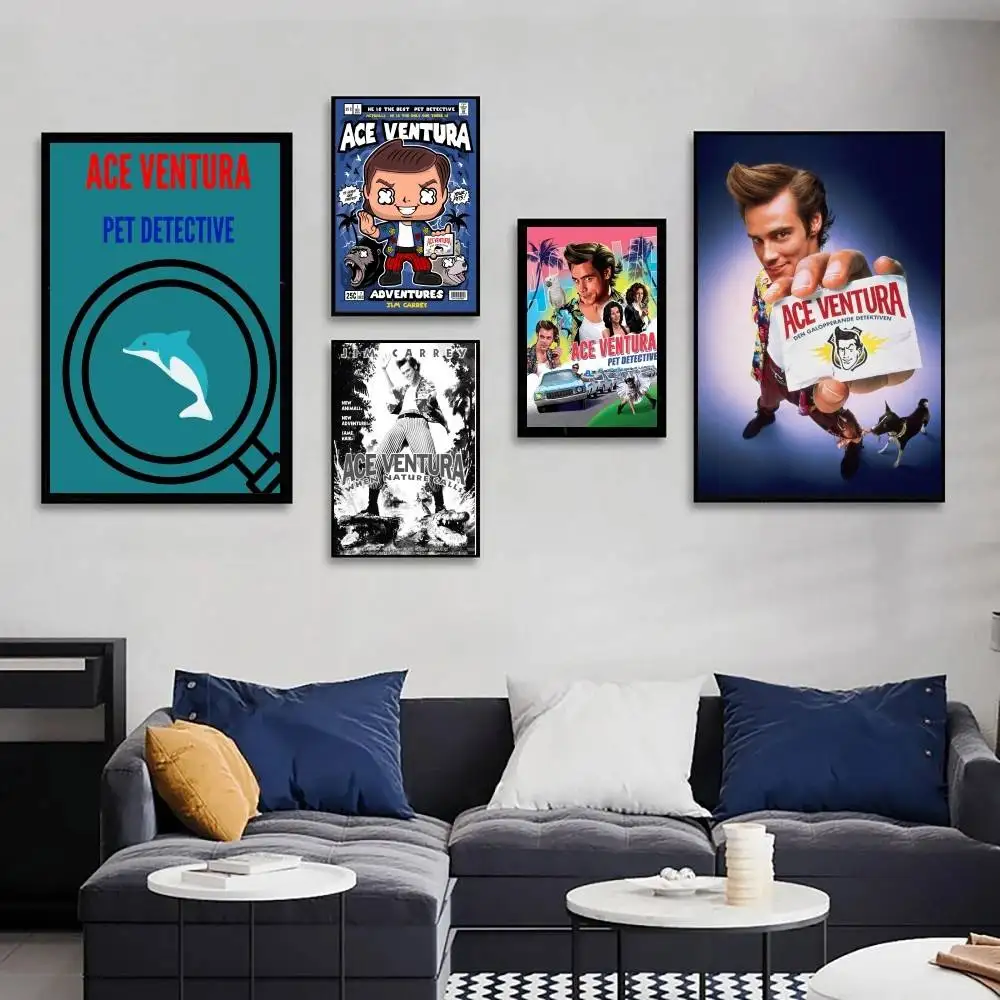 Comedy A-Ace Ventura Movie Poster Art Sticky Wall Waterproof Home Living Room Bedroom Bar Aesthetic Decoration