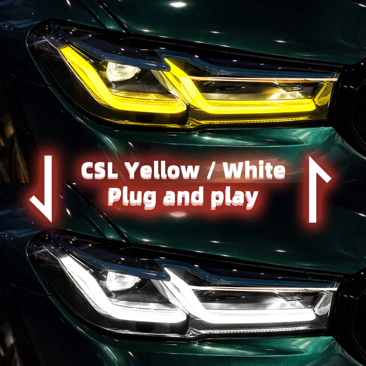 For BMW 5 Series M5 6GT G30 G31 G32 F90 2021-2023 Dual Color DRL CSL Yellow White High Beam Switch Plug and Play Daytime Running