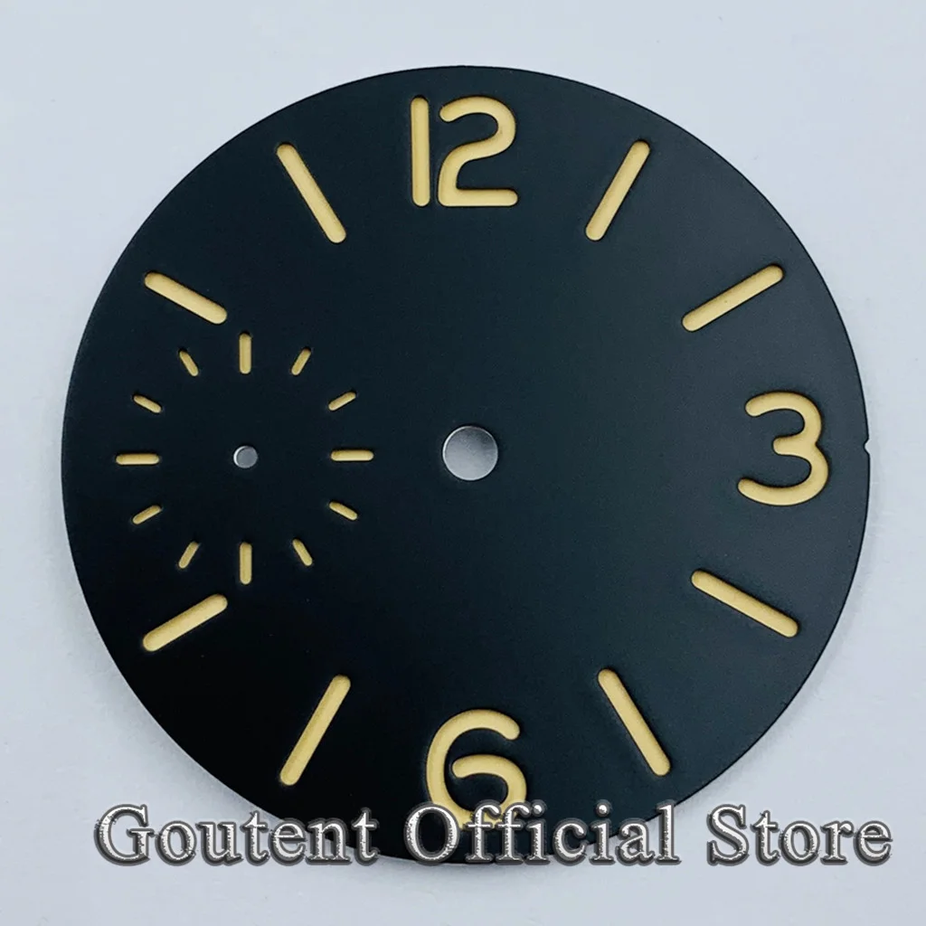 Goutent 37mm Sterile Black White Blue Green Watch Dial Orange Marks Fit ETA 6497 Seagull ST36 movement Watch Parts