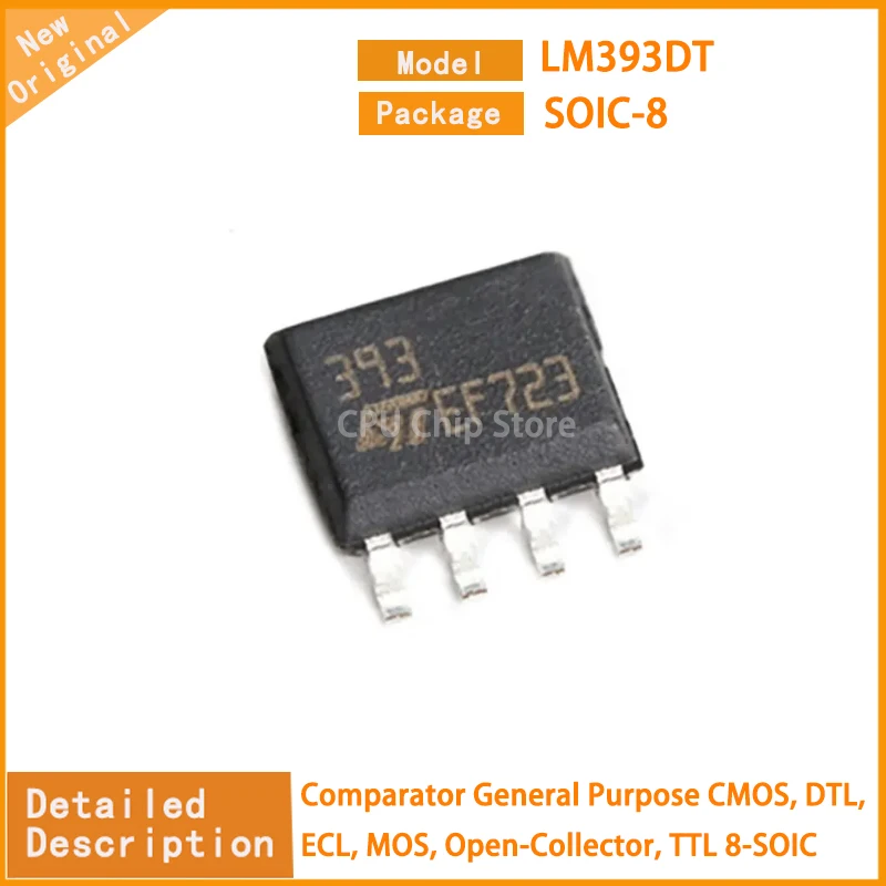 50Pcs/Lot  New Original  LM393DT LM393 Comparator General Purpose CMOS, DTL, ECL, MOS, Open-Collector, TTL 8-SOIC