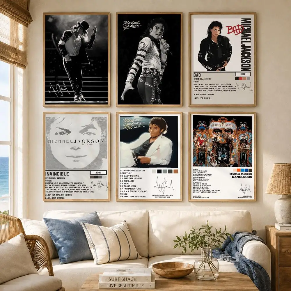 Global Pop Legend M-Michael Jackson Poster Versatile HD Waterproof Wall Art Self-Adhesive Decor for Any Space Ideal Gift