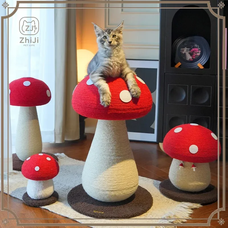 Vertical Cat Scratcher Post Popular Red Mushroom Climbing Frame Nail Grinding Hemp Rope Ball Toy Cat Toys Cat Supplies