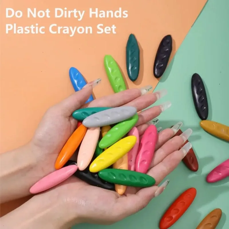 12/24/36 Colors Do Not Dirty Hands Plastic Crayon Plastic Erasable Painting Tools Peanut Shaped Washable Colored Crayon