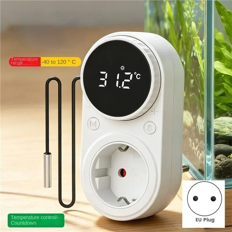 [B17B!】 Digital Thermostat Switch EU Plug Temperature Controller Timer Socket Knob With Temperature Sensor