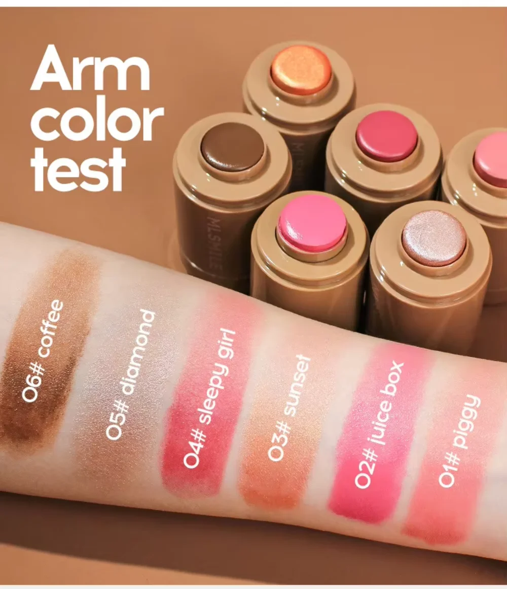 أحمر الخدود عصا تدوم طويلاً يضيء الوجه الخد عصا 3 في 1 مرطبة فلاش ملمع الشفاه ماكياج ملمع الشفاه الوجه روج رود