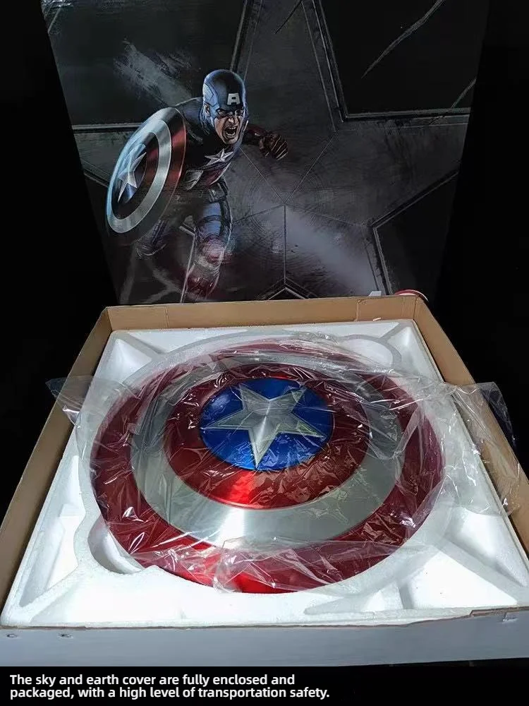 

60cm Full-Metal Captain America Aluminum Alloy Shield – Cosplay Costume Accessory, 1:1 Scale Party Prop & Collectible Model