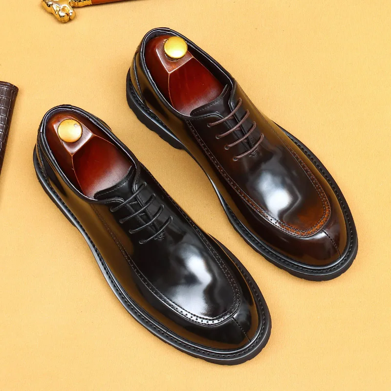 Italian Round Toe Patent Shoes Men Oxfords Business Shoes for Men Social Shoe Male for Wedding Men's Dress Leather Shoe Big Size