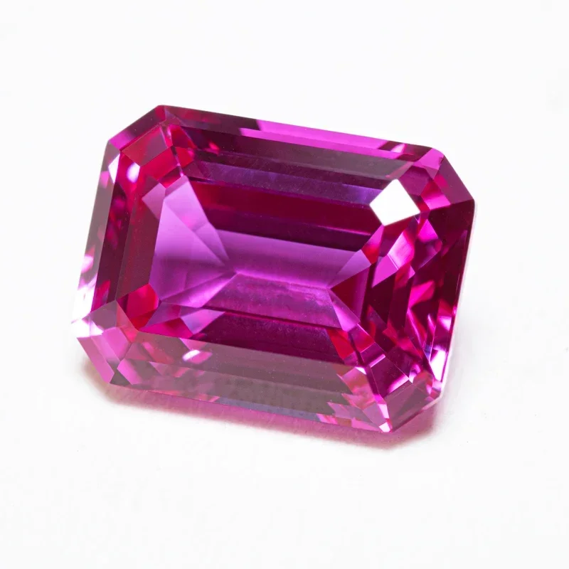 Lab Grown Sapphire Hot Pink Color Emerald Cut VVS1 Selectable AGL Certificate Gemstone Charms beads DIY Jewelry Making Materials