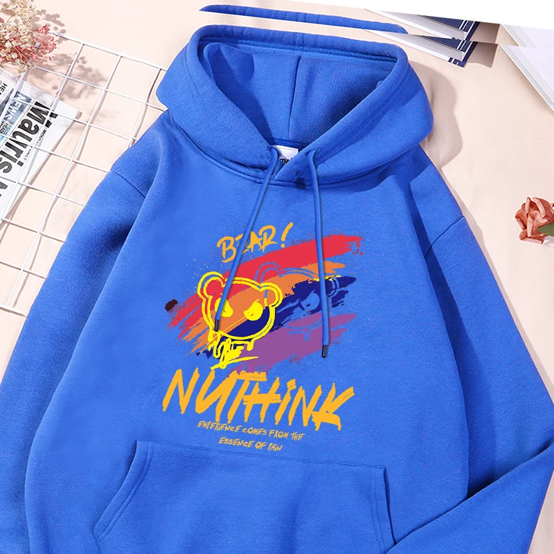 Bear Letter Bright Printing Sweatshirts Men'S Fashion Comfy Sportwear Unisex Stylish Sweatshirt Streetwear Everyday Clothing