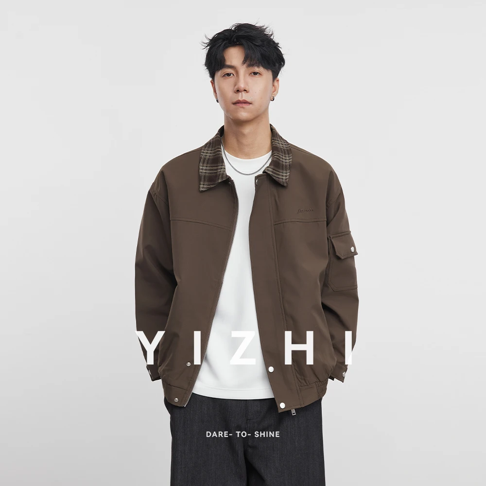 

Men's Casual Jacket 2025 Spring and Autumn American Retro Contrast Color Lapel Fashion Workwear Jacket Top Men's Jacket
