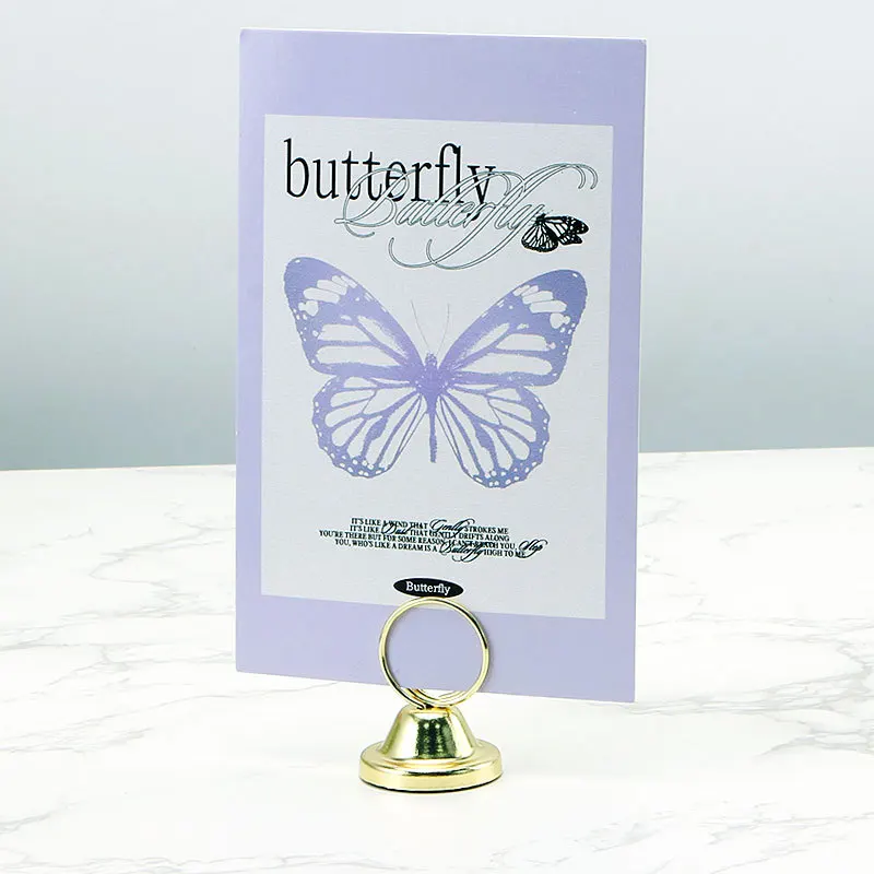 Wedding Reception Place Card Holder Metal Notepad Clip Stable Circular Base for Party Table Number Sign Photo Stand Elegant