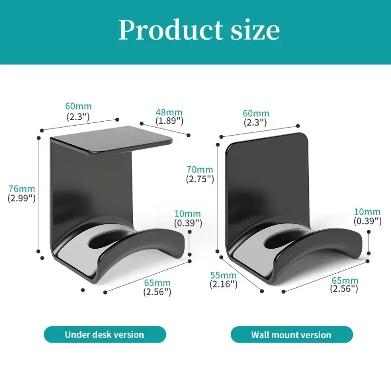Universal Headphone Stand Adhensive Plastic Wall Mount Hanger Under Desk Headset Rack Holder Support For Gaming Earphone Bracket image 6