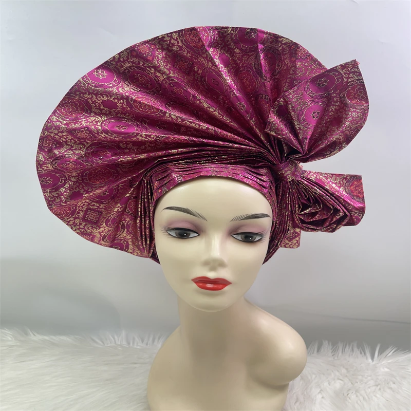 

Новый стиль нигерийского головного убора Gele Aso Oke, готовый готовый головной убор Gele Aso Ebi, африканский тюрбан с разноцветными бусинами