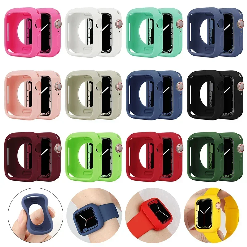 Candy Soft Silicone Case for Apple Watch Cover 9 8 7 6 Se 5 45mm 42mm 38 Protection Iwatch Serie 44mm 40mm 41mm Bumper for women