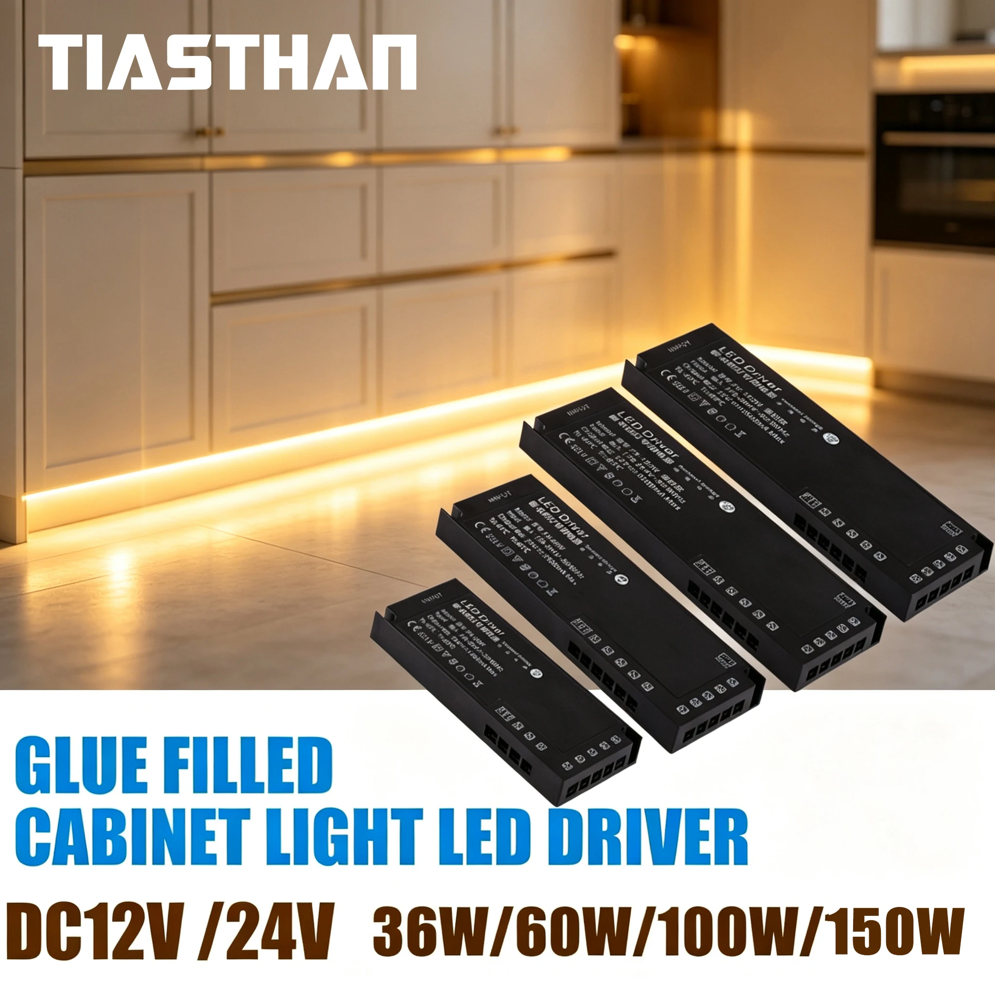 176-264V AC to DC 12V 24V Gluing Power Supply Over-Voltage & High Temperature Protection for Cabinet Lighting LED trasformer