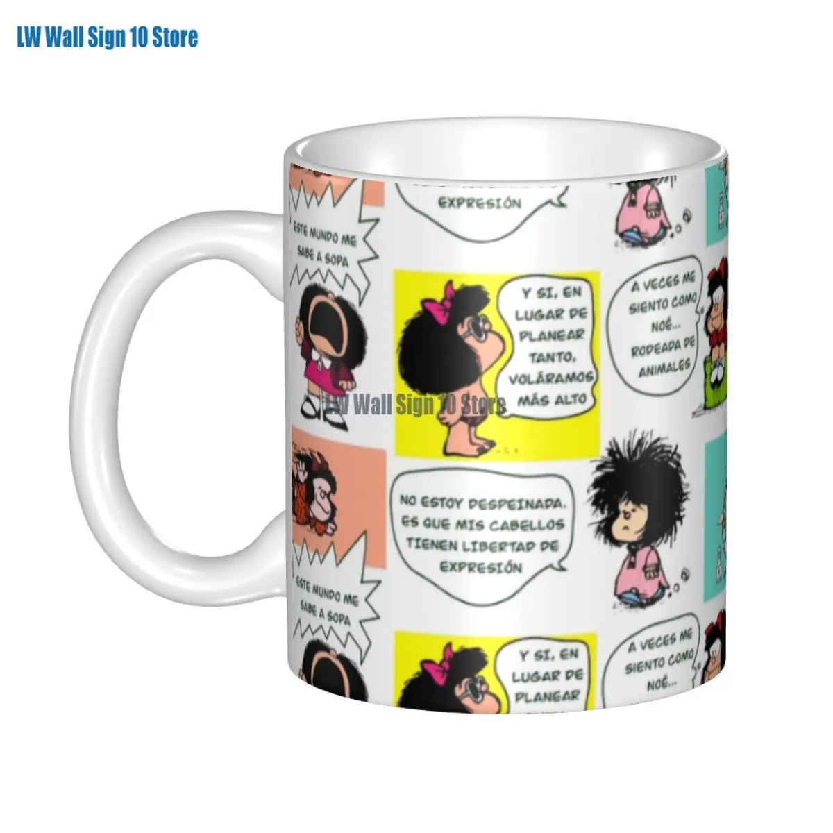 Tasse à café en céramique de dessin animé personnalisé, tasses Manga Qu37Mafalda, cadeau créatif Kawaii, travail en plein air, camping standardisation