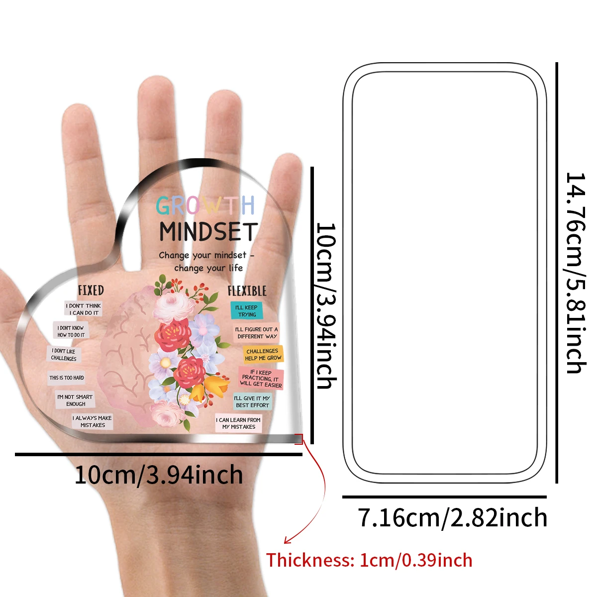 1 قطعة ديكور العقل النمو ، العلاج بالصحة العقلية مكتب غرفة الاكريليك علامة ، أقوال إيجابية هدايا ملهمة لطلاب المعلم