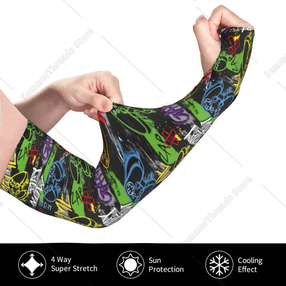 จอยสติ๊กเกม Cooling Sleeves สําหรับผู้หญิง ปลอกแขน ปลอกป้องกันแสงแดด UV เพื่อปกปิดด้วยซิลิโคนกันลื่น