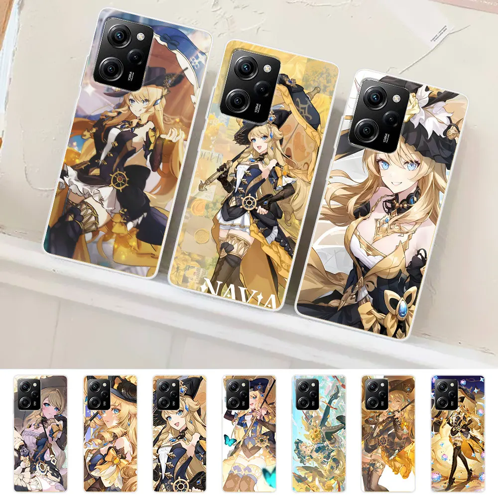 Navia Genshin Impact Phone Case for Xiaomi Poco X6 M5s F3 X3 F4 F5 M4 X4 X5 Pocophone F1 F2 M3 Pro M5 Soft TPU Transparent Cover