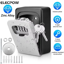 Elecpow Metal Malzeme şifreli kilit saklama kutusu Açık Su Geçirmez Duvara Montaj 4 Haneli Şifre Anahtar Kutusu Anti Hırsızlık Kilidi Kasa