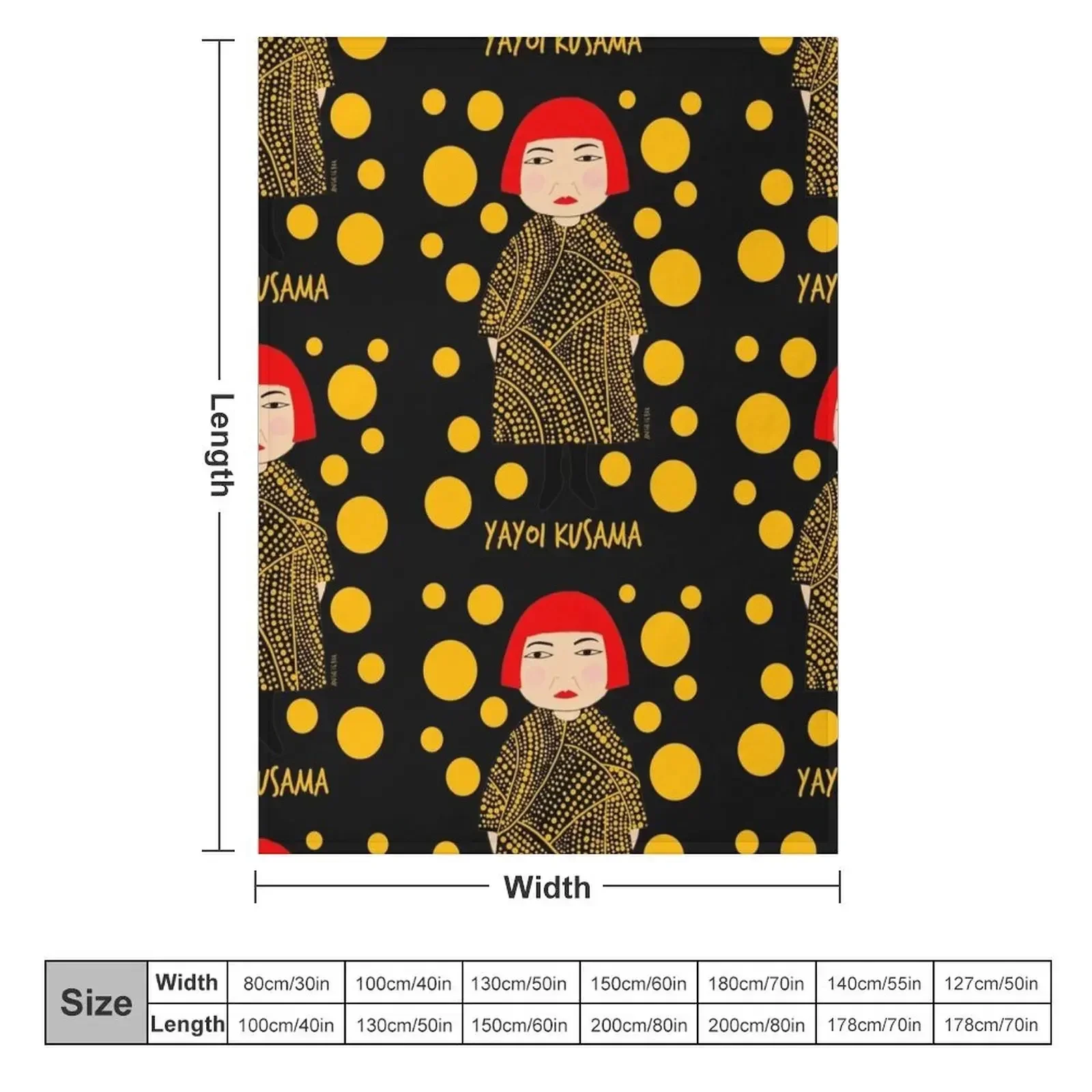 Yellow dots Yayoi Kusama inspired Throw Blanket Flannel Fabric Weighted Plush Custom Blankets