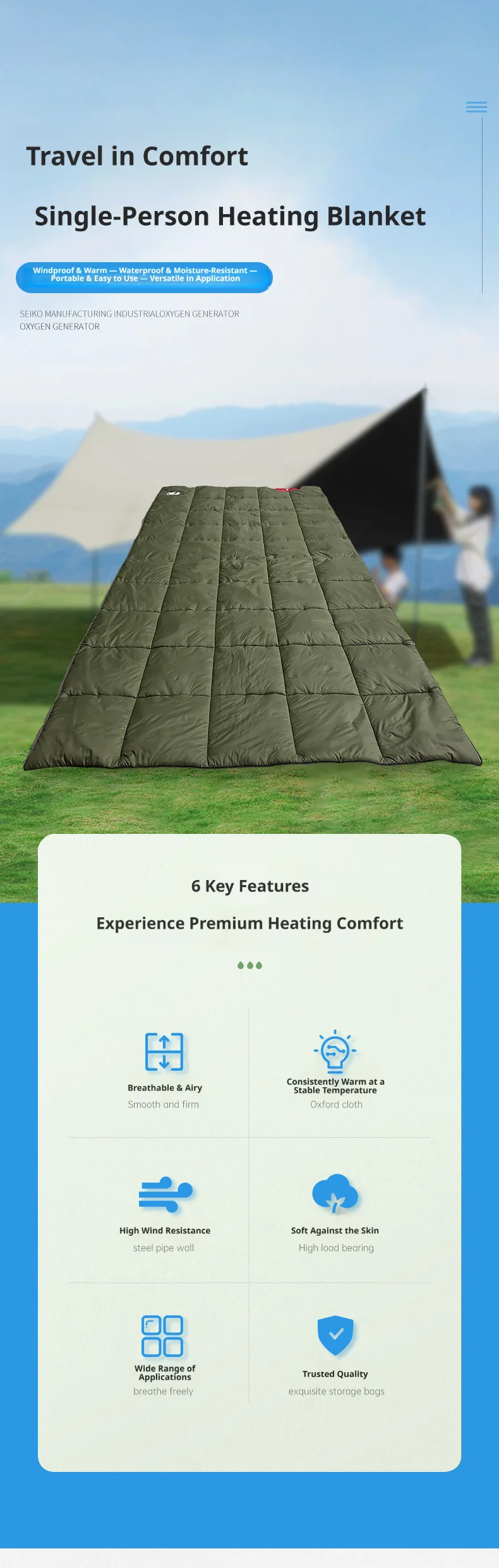 

Ultra lightweight portable waterproof and sand proof foldable outdoor blanket for convenient use as a portable picnic blanket