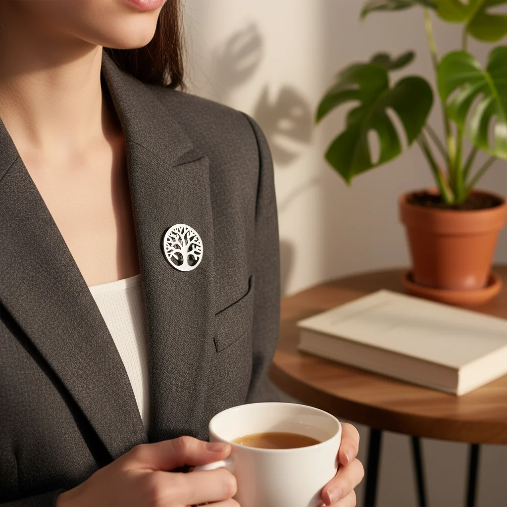 Unift Tree of Life Brooch Stainless Steel Brooch For Men Women Fashion Gold Plate Brooches Gifts For Friend Clothes Accessories