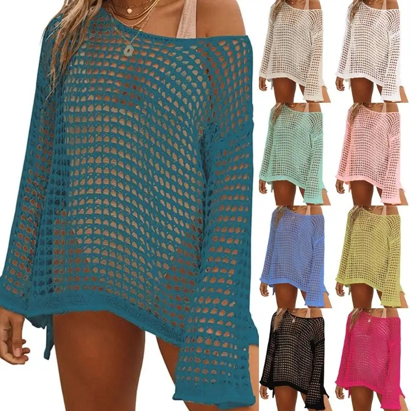 

Women's Crochet Cover-up Hollow-Out Swimsuit Cover-up Knit Clothing 6XDA