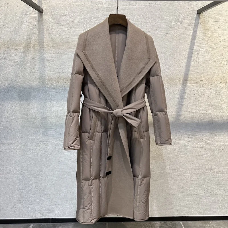 ملابس نسائية لعام 2025 سترة صوفية فاخرة خفيفة متوسطة الطول لخريف وشتاء جديد 1105 #4