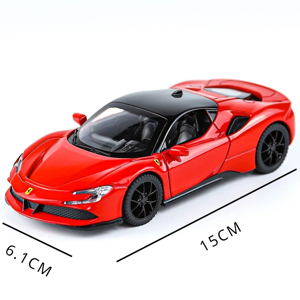 1:32 Ferrari SF90 Supercar High Simulation Diecast Metal Alloy Model Car Sound Light Pull Back Collection Toy Gifts