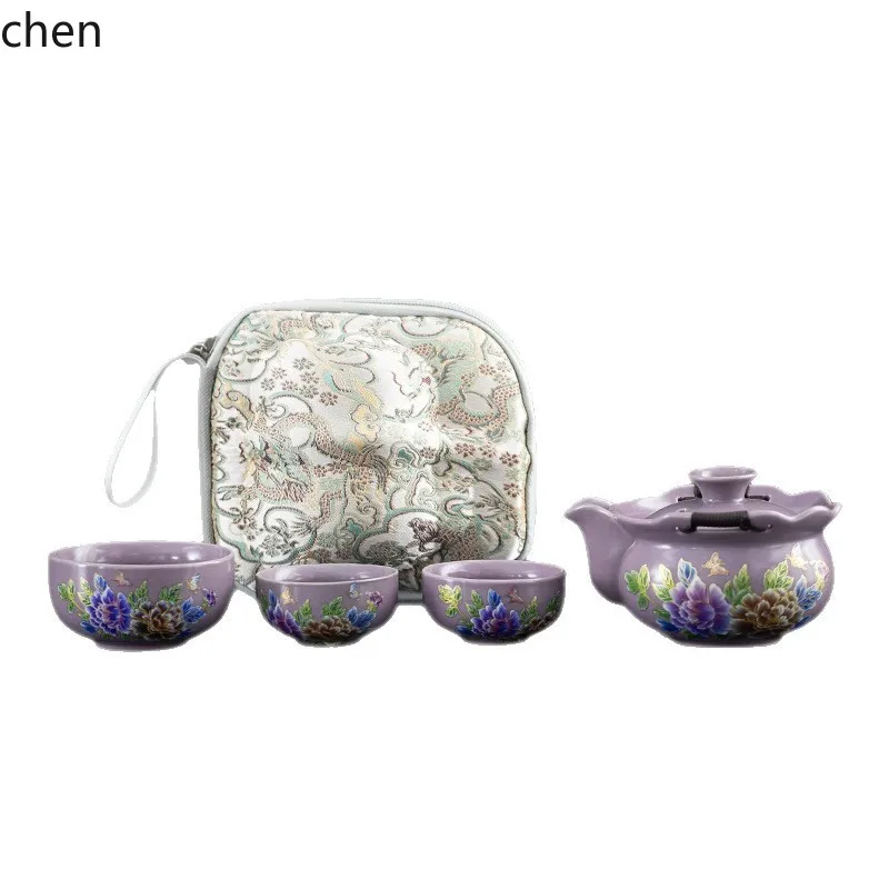 Zml travel tea set - portable quick brew cup, one pot, three cups, outdoor camping tea brewing kit 5