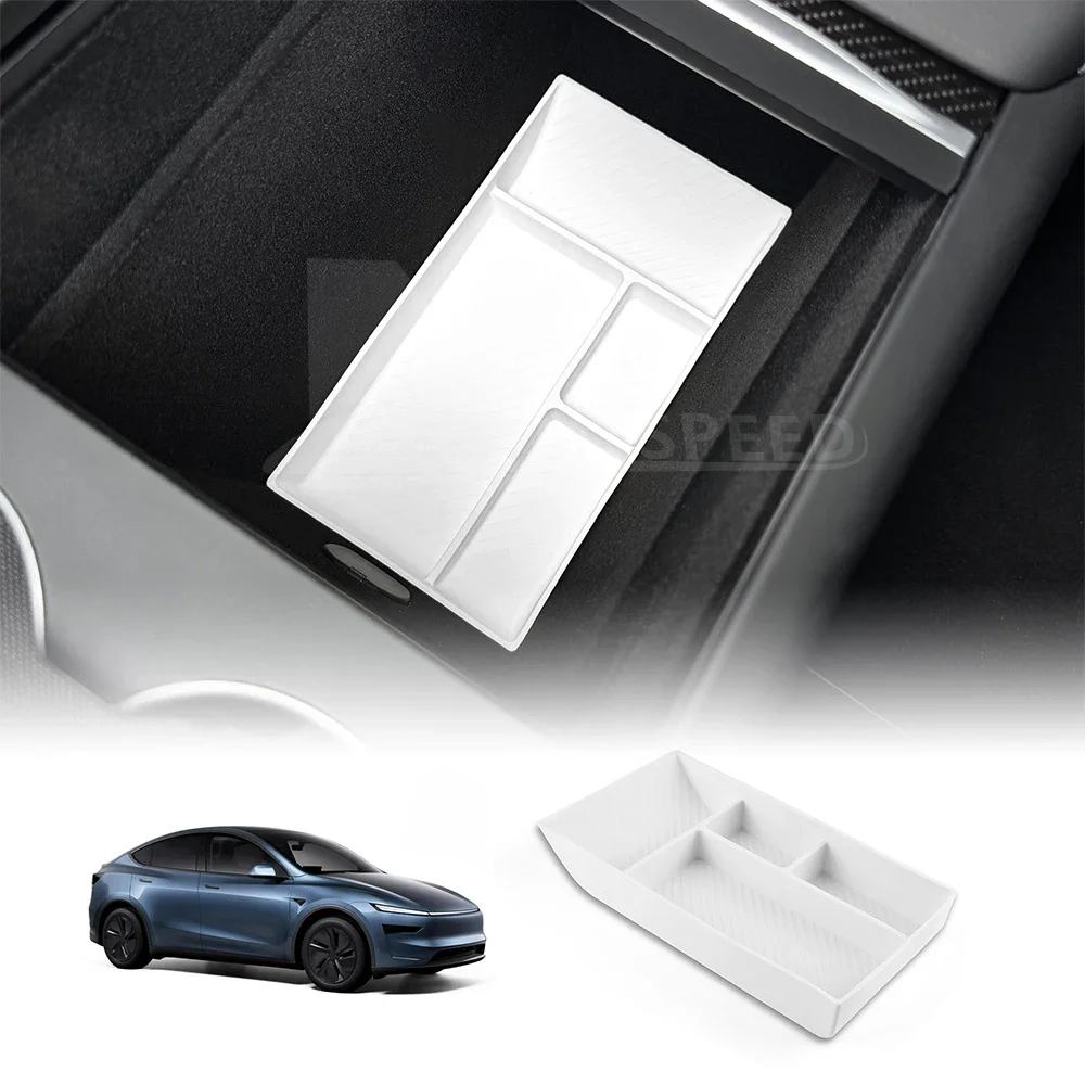 

Для Tesla Model Y Juniper (2025-2026 гг. и новее) — силиконовый органайзер-лоток для центральной консоли, черный, для хранения и порядка