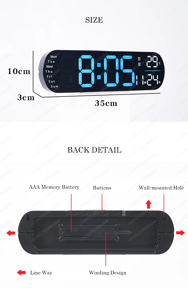 Moderne digitale Wanduhr mit großem LED-Display – multifunktionales, minimalistisches Design für Heim- und Bürodekoration