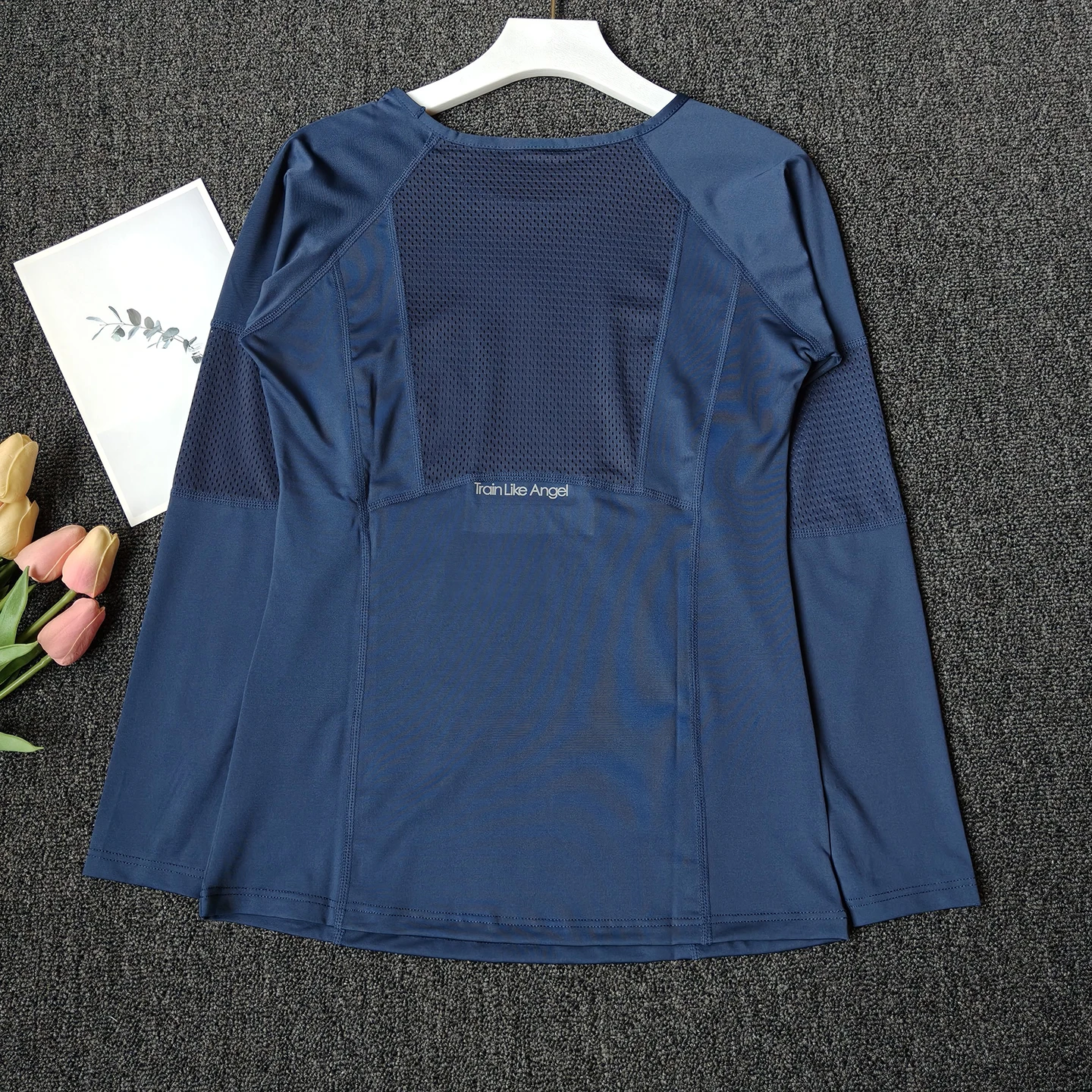 Spring Autumn Sports Long-sleeved Women's Mesh Quick-drying Breathable Yoga Tops Slim Stretch Training Running Fitness T-shirt