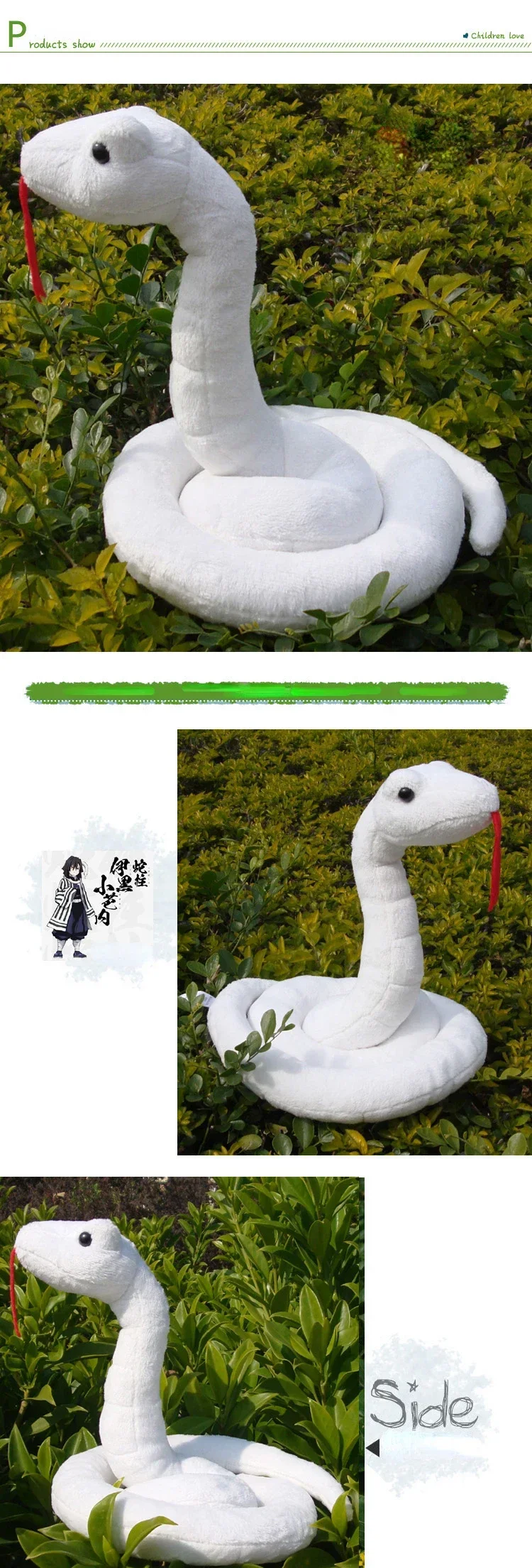 Cosplay Demon Slayer Costume Kimetsu No Yaiba Iguro Obanai White Snake Plush Toy Halloween Carnival Cosplay Prop Accessories