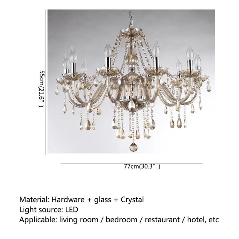 Imagem -06 - Temar Estilo Europeu Lustre Cognac Pingente de Cristal Vela de Luxo Luzes Led para Home Hotel Hall