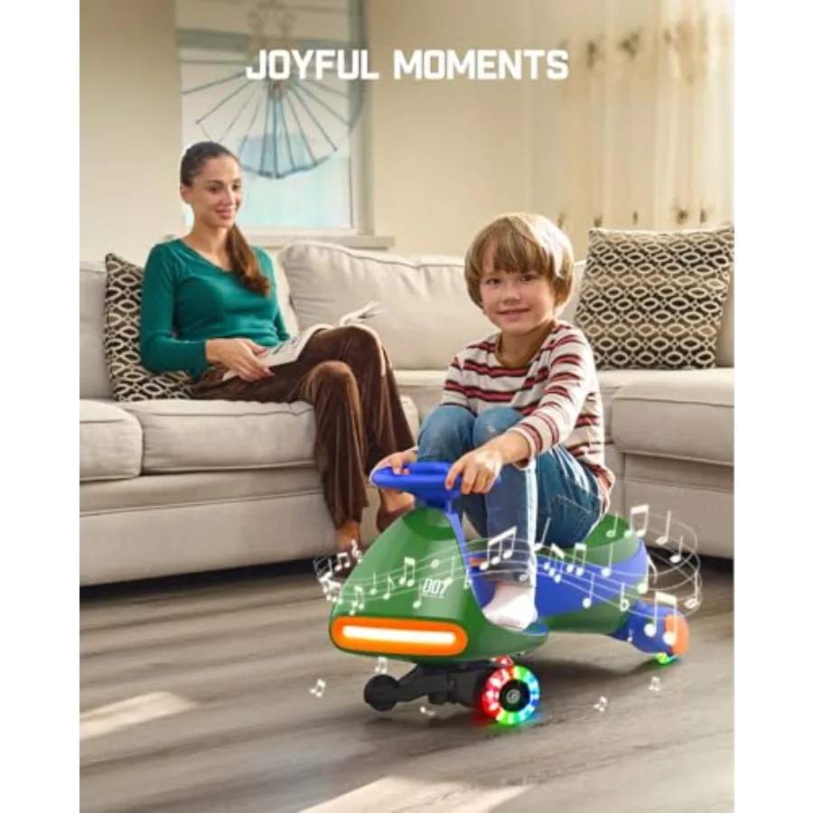 ペダル付きプロ電動ウィグルカー、充電式バッテリー、サイバーウィグル、2 in 1 スイングカー、2段階速度、最高速度4マイル/時、転倒防止、フラッシュ