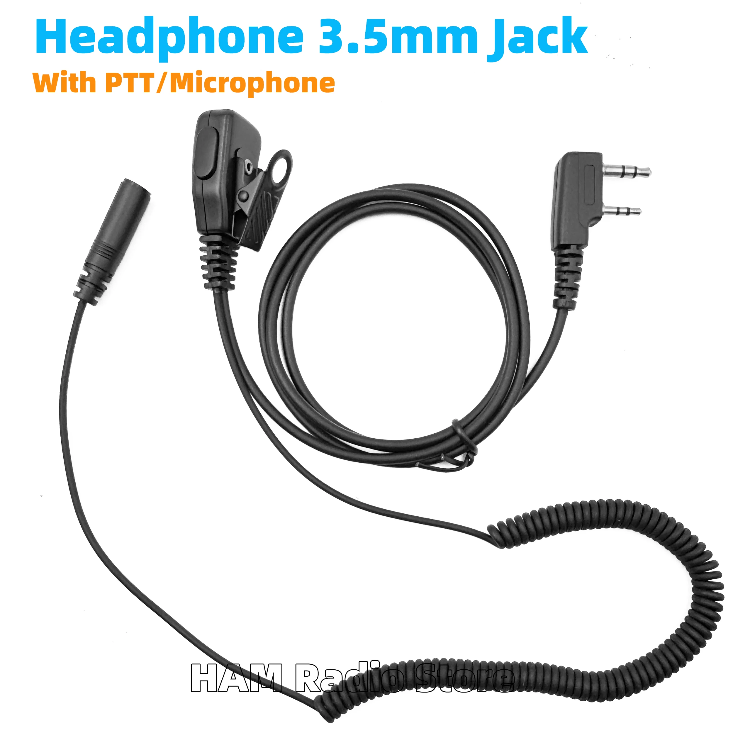 

Наушник Walkie Talkie 2Pin до 3,5 мм с микрофоном для KENWOOD BAOFENG Radio UV5R 888S Quansheng UV-K5(8) K6 WOXUN PUXING TYT