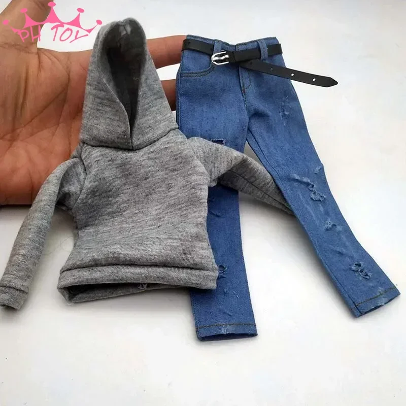 1/6 escala na moda masculino soldado fazer jeans velhos casaco com capuz conjunto de roupas modelo para figura de ação de 12 polegadas boneca acessório brinquedos diy