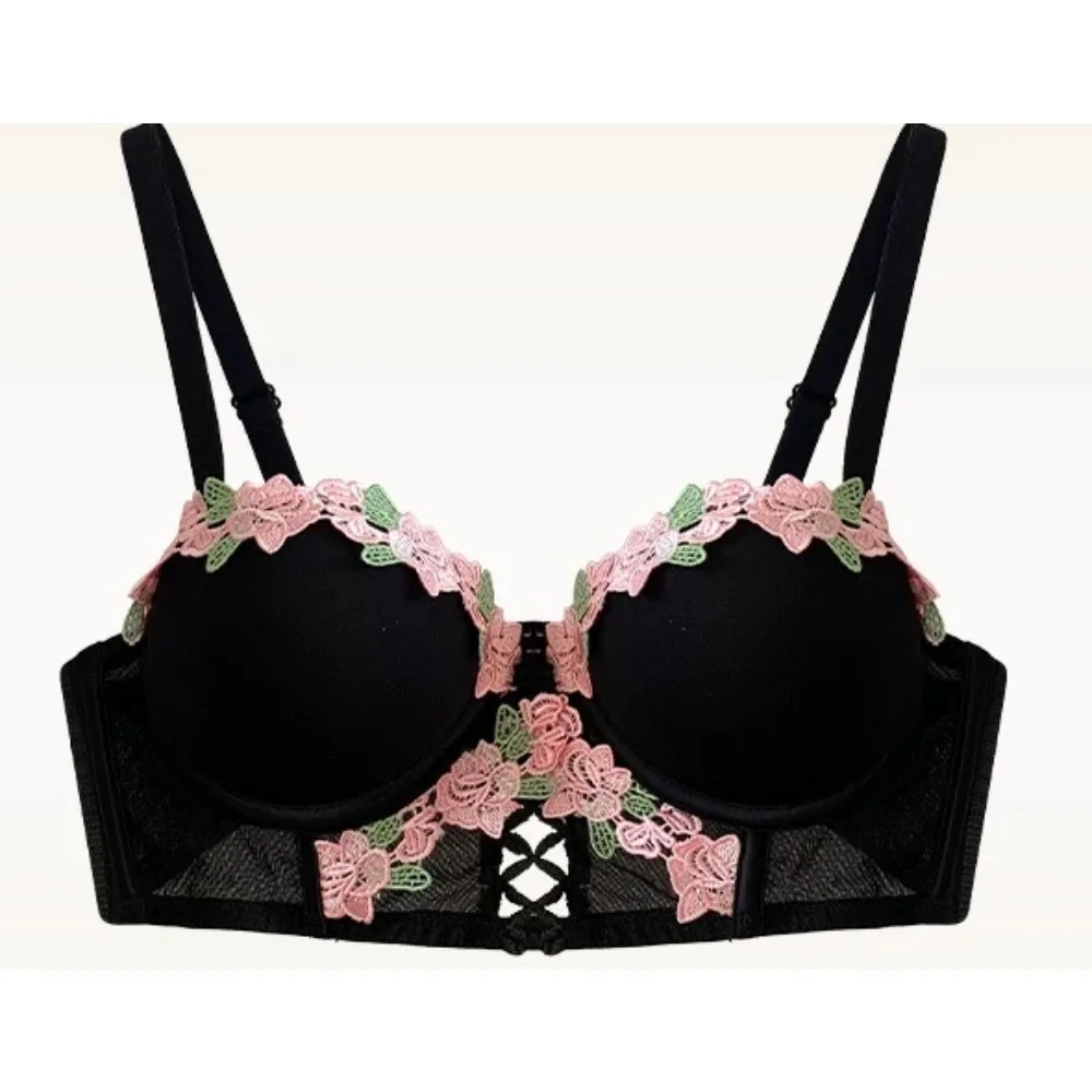 BANERDANNI Japanese Sweet Lace Bra 2Pcs Set Push‑Up For Small Bust Soft Breathable Daily Comfort Women Intimate Underwear Kit