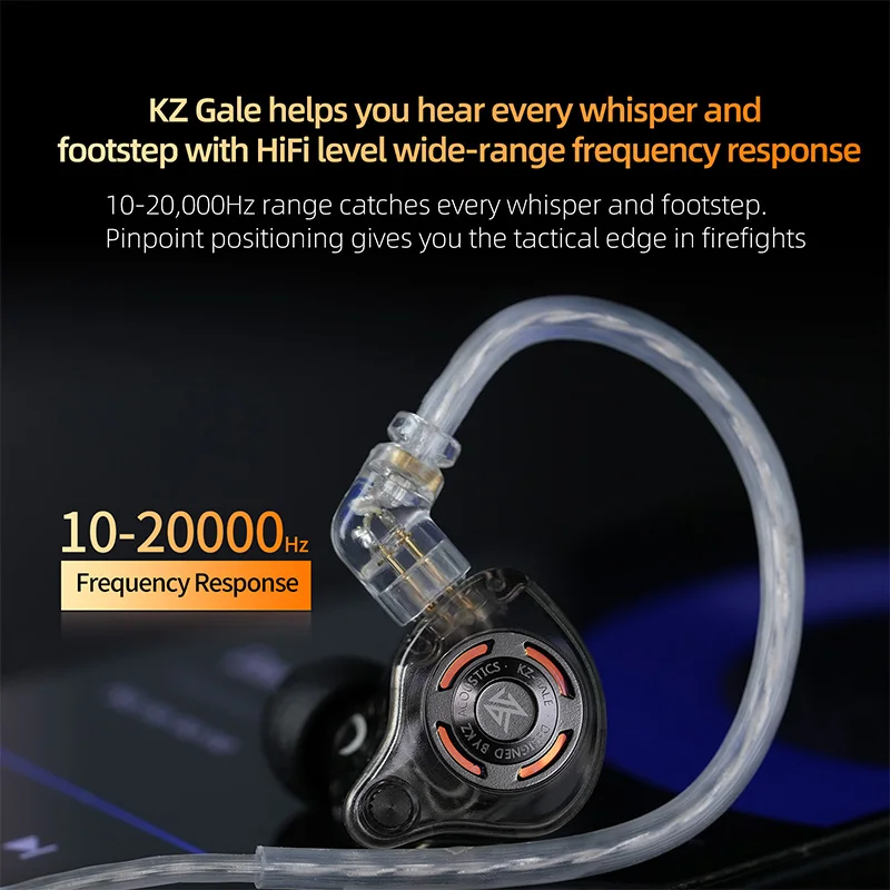 KZ Gale Wired Earbuds In-Ear Monitors Super-Linear Driver Hifi IEM Earphone for Game with Detachable Silver-Plated 2Pin Cable