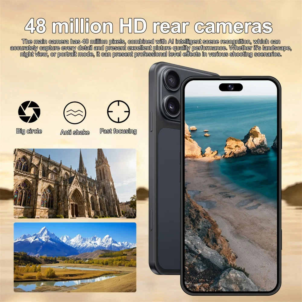 K-Touch Smartphone 5G für 17 Pro Max, 7,3-Zoll-Vollbild-Display, 5G-Mobiltelefon mit Dual-SIM-Funktion, Android-Smartphone, 16+48-MP-Kamera, Gesichtserkennung, entsperrt, 7800-mAh-Akku, Mobiltelefone. – Detail 8