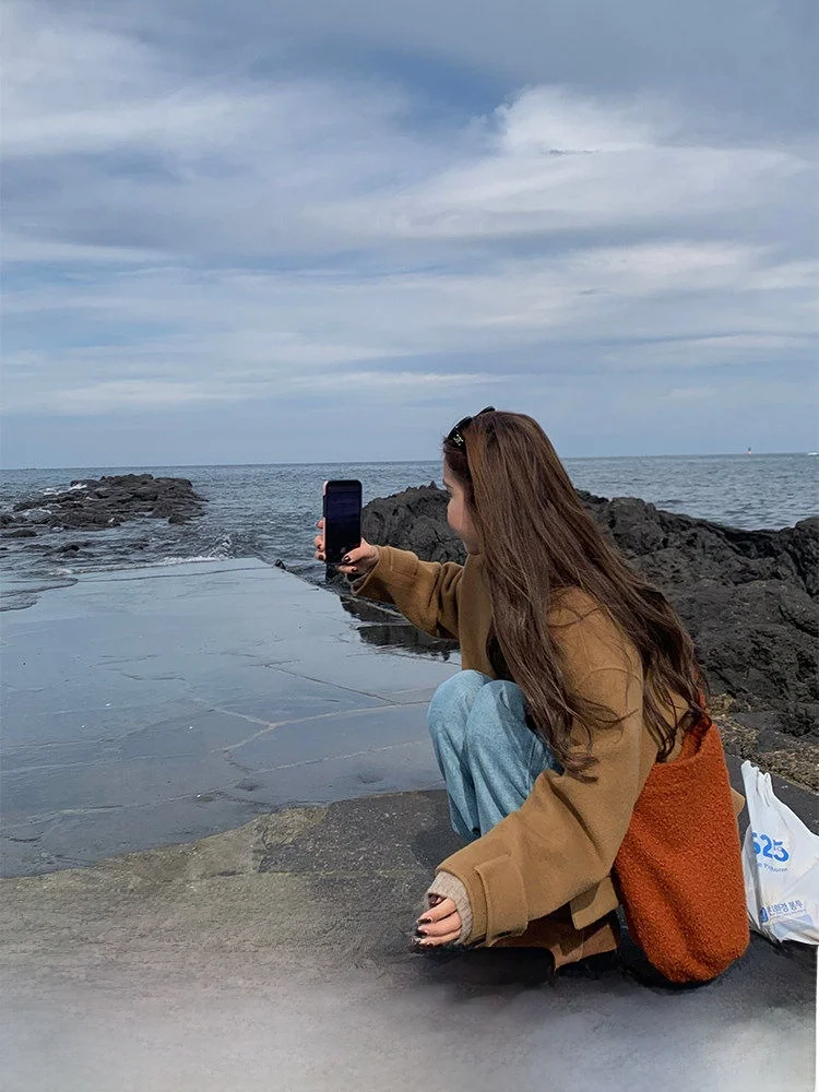 

Пальто женское зимнее из австралийской шерсти ручной работы, двустороннее, с круглым вырезом, удлиненное, стандартного кроя, для повседневной носки